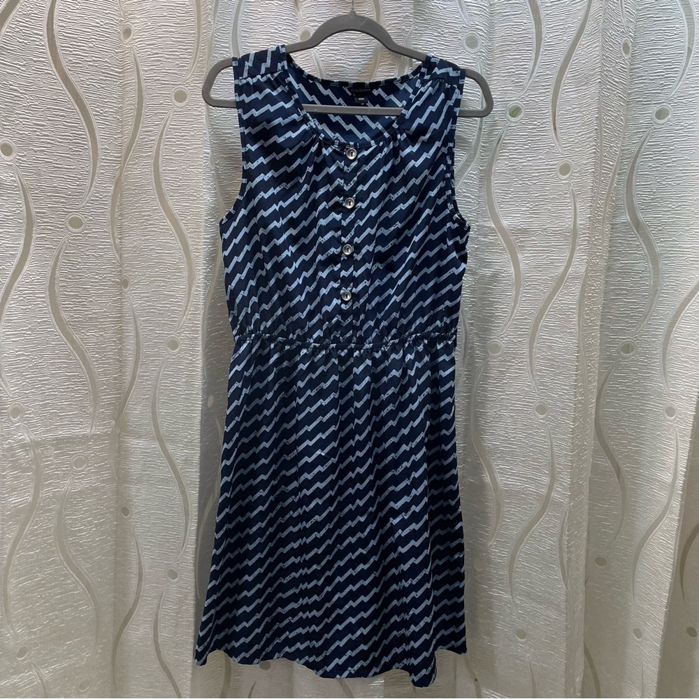Trendsetter Chevron‎ Sleeveless Dress Womens Size Medium Navy Blue Excellent